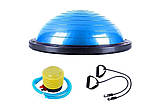 Гімнастична напівсфера для фітнесу балансова півсфера тренажер для координації м'язів еспандері насос 60 см PF-02, фото 3