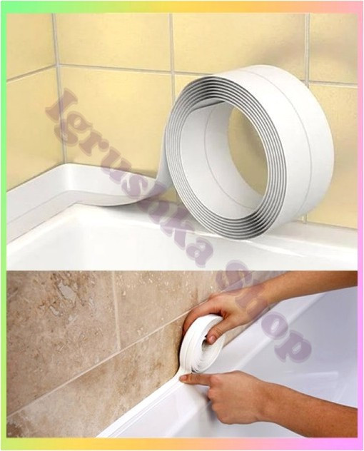 Самоклеюча стрічка для ванн та раковин бордюрна силіконова герметизуюча 3.2м 38мм водонепроникна еластична для ремонту, фото 1