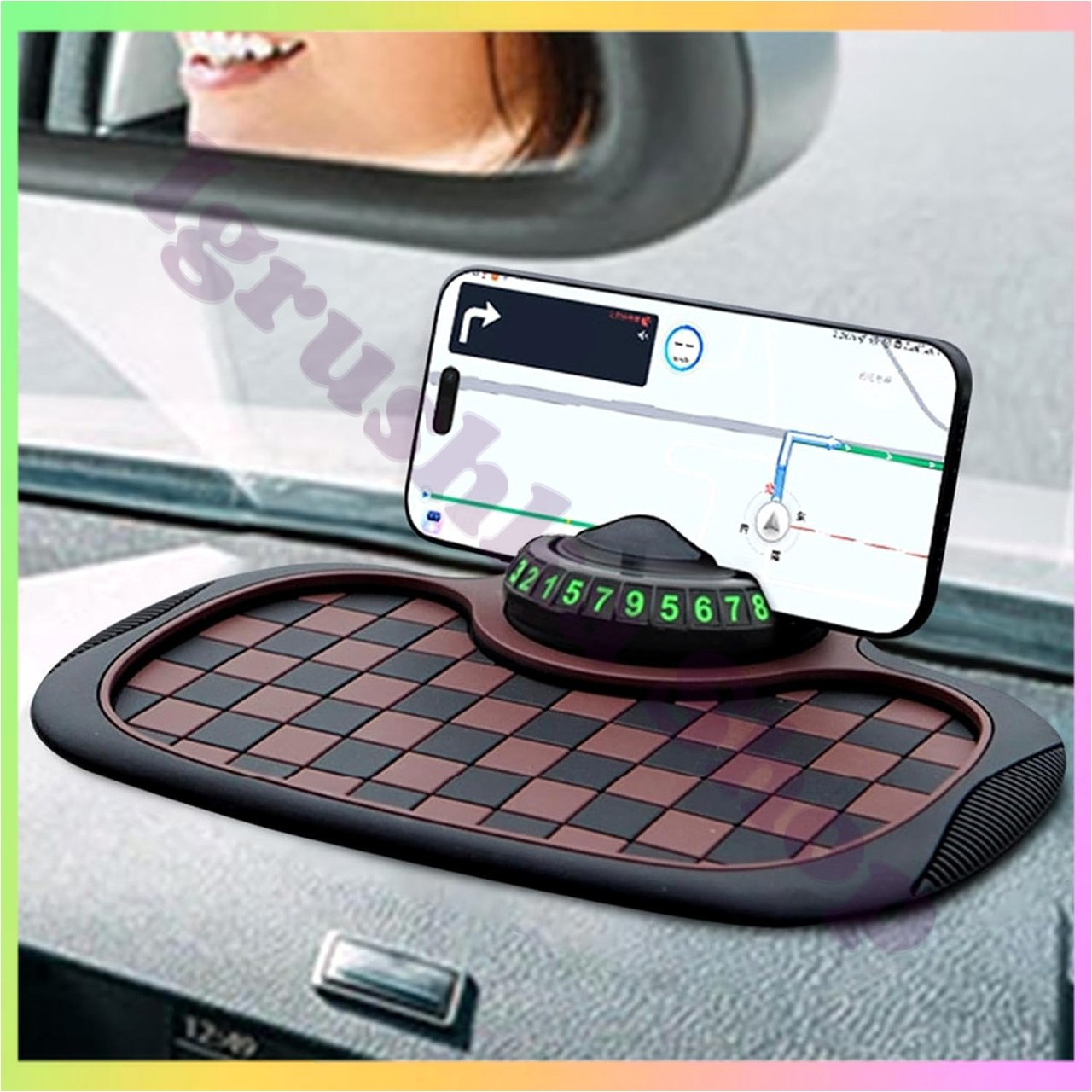 Багатофункціональний автомобільний нековзний коврик для приладової панелі органайзер для гаджетів аксесуар для авто, фото 1