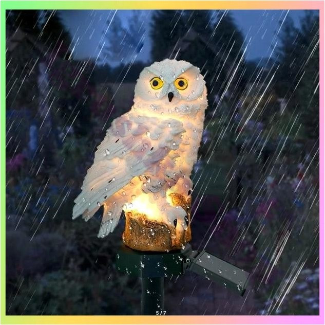 Садовий світильник на сонячній батареї сова ліхтар вуличний декоративний освітлення для саду нічний освітлювальний прилад, фото 1