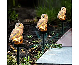 Садовий світильник на сонячній батареї сова ліхтар вуличний декоративний освітлення для саду нічний освітлювальний прилад, фото 5