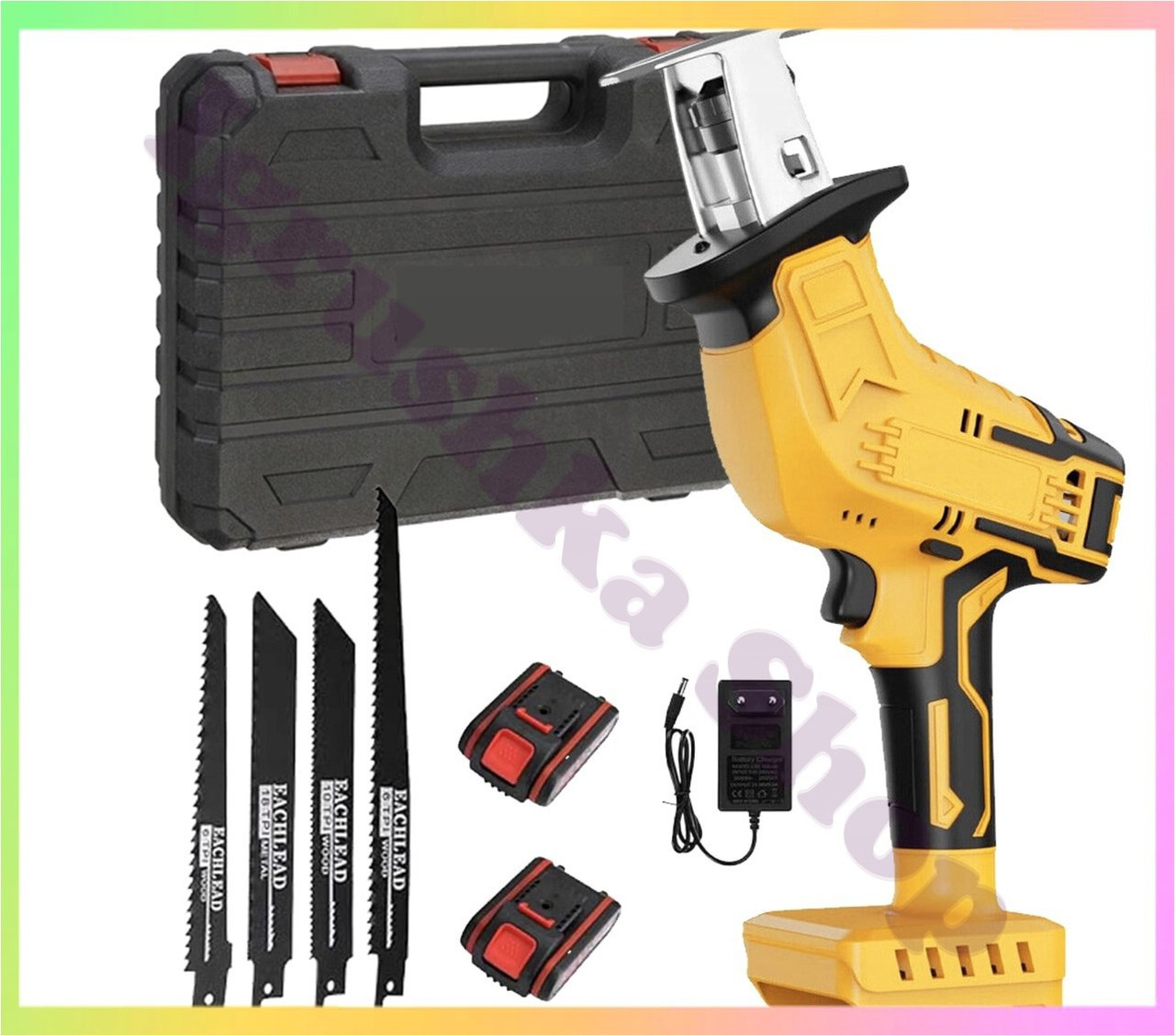 Портативна акумуляторна шабельна пила 48V 2 батареї лобзик для різання дерева металу пластику легка потужна універсальна, фото 1