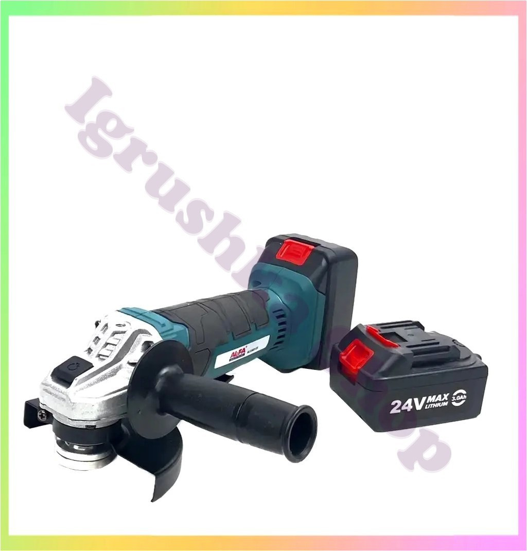 Акумуляторна кутова шліфувальна машина 24 В болгарка з двома аккумуляторами в кейсі для різання шліфування, фото 1