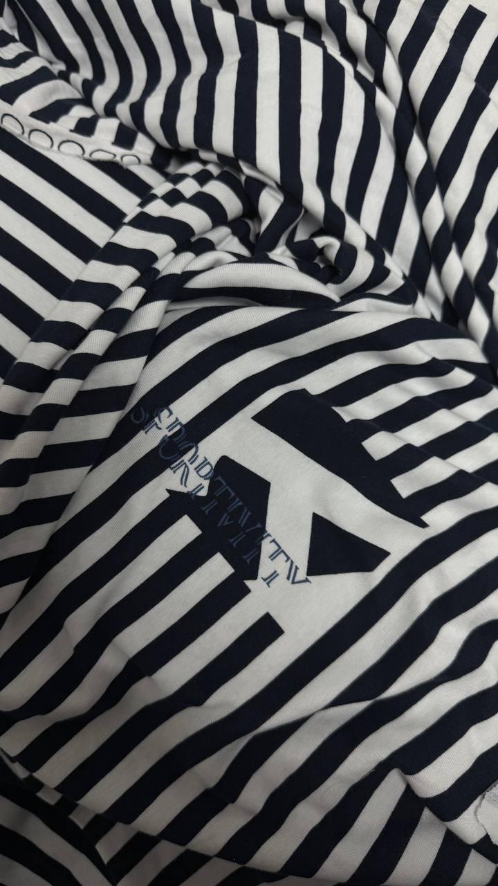 Інтерлок принт на смужках, темно синя/біла смужка, фото 1