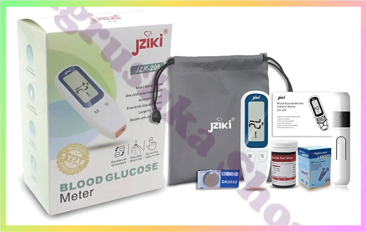 Глюкометр для вимірювання рівня цукру в крові простий у використанні швидкий з великим дисплеєм автоматичне перетворення, фото 1