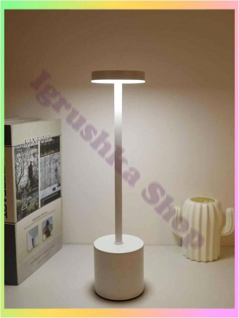 Світлодіодна бездротова настільна лампа з сенсорним управлінням на акумуляторі три кольори для дому та вулиці, фото 1