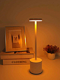 Світлодіодна бездротова настільна лампа з сенсорним управлінням на акумуляторі три кольори для дому та вулиці, фото 3