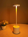 Світлодіодна бездротова настільна лампа з сенсорним управлінням на акумуляторі три кольори для дому та вулиці, фото 4