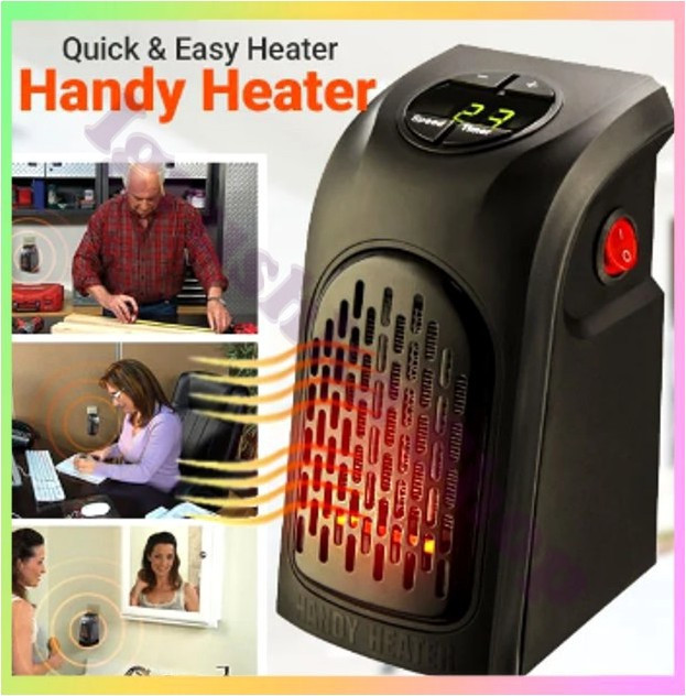 Компактний електричний обігрівач Handy Heater тепловентилятор 400 Вт з таймером для кімнати в розетку керамічний нагрівач, фото 1