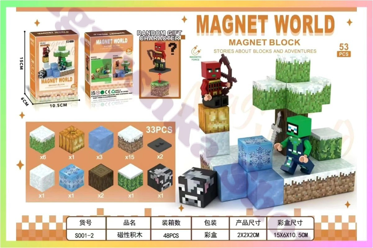 Магнітний конструктор Minecraft Magnet WORLD 33, фото 1