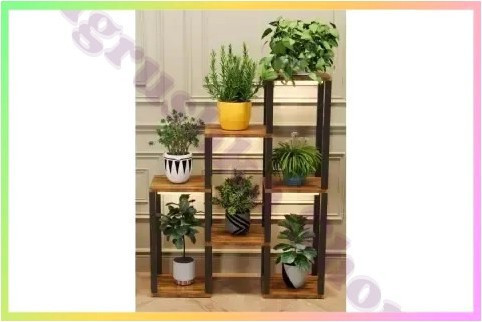 Стійка полиця для рослин з LED підсвічуванням 7 полів лофт стиль для квітів та декору до 60 кг CVT-8 Vilde, фото 1