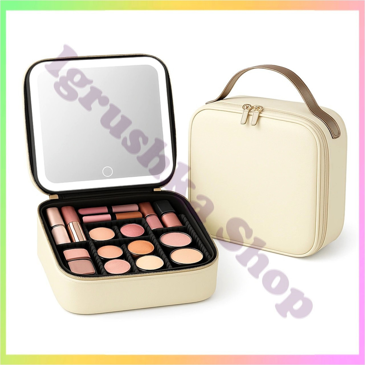 Сумка органайзер для косметики з зеркалом та LED підсвічуванням EVA переносна косметичка для макіяжу та аксесуарів, фото 1