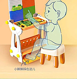 Дитячий стіл трансформер 4 в 1 зі стільцем магнітна дошка для малювання конструктор з блоків розвиваючий ігровий столик, фото 3