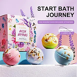 Бомбочка для ванни з ароматом лаванди та сухими квітами Sadoer 100 г пінна бомбочка для релаксації та догляду за шкірою, фото 3