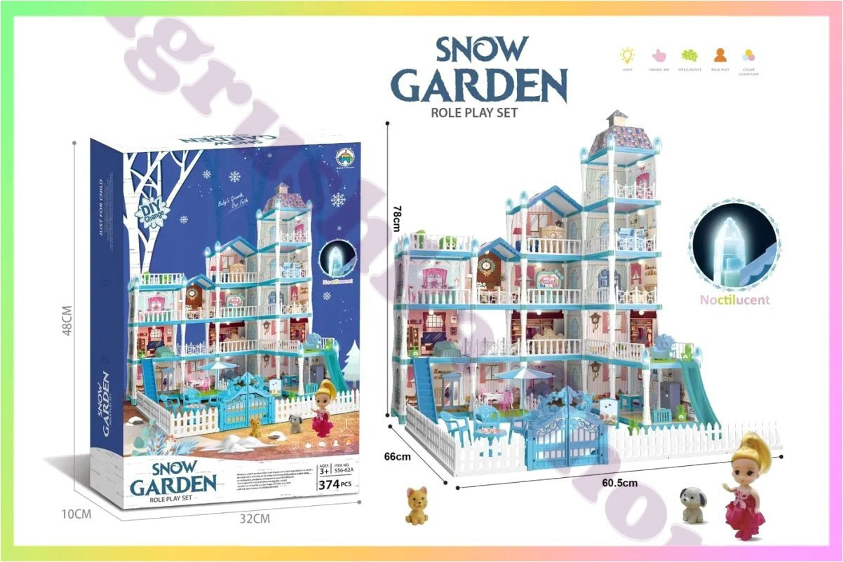 Будиночок для кукол з меблями 5 поверхів світові ефекти 374 деталі ігровий набір для дітей 3 роки і більше, фото 1