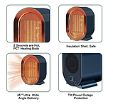 Портативний електричний обігрівач тепловий вентилятор настільний 1200W компактний обігрівач для будинку офісу гаража, фото 6