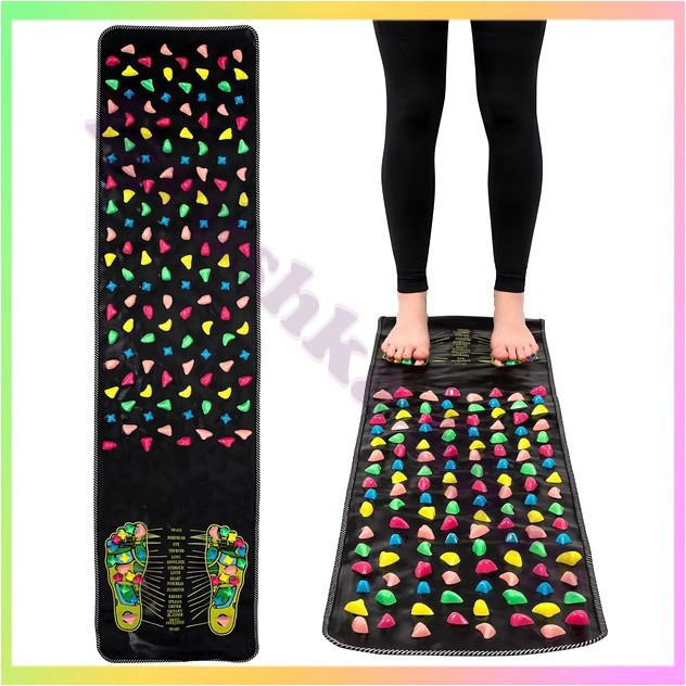 Массажний ортопедичний коврик для ніг аплікатор для самомасажу з камінням 175х35 см для зняття напруги профілактика сколіозу, фото 1