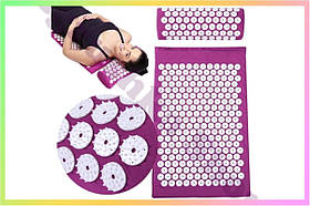 Акупунктурний масажний коврик для спини та ног із подушкою Іплікатор Кузнєцова для зняття напруги та болю