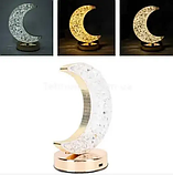 Нічник у вигляді місяця з трьома режимами регулювання яскравості сенсорна настільна лампа кристальна акрилова для інтер'єру, фото 2