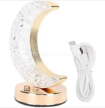 Нічник у вигляді місяця з трьома режимами регулювання яскравості сенсорна настільна лампа кристальна акрилова для інтер'єру, фото 3