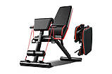 Тренажер для спини та преса регулювань універсальний лавка для тренувань з еспандерами гантелями штангою для дому, фото 2