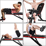 Тренажер для спини та преса регулювань універсальний лавка для тренувань з еспандерами гантелями штангою для дому, фото 3