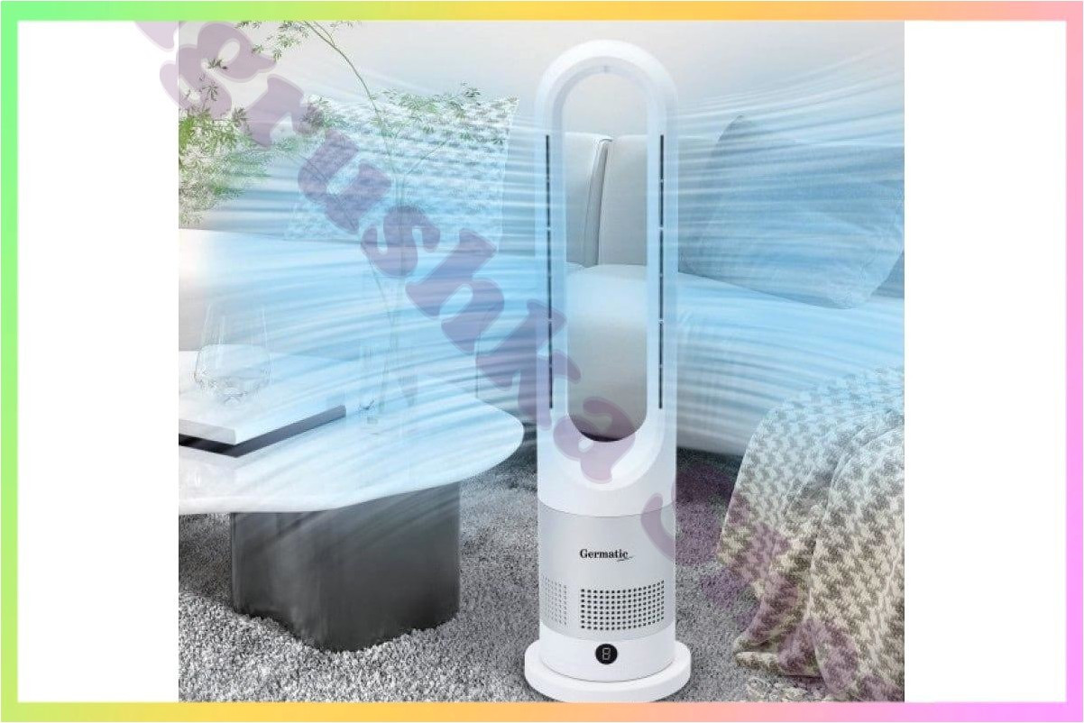 Підлоговий безлопатий вентилятор кулер Germatic AM-030JR зимовий літній 1200 Вт з LED індикацією пультом дистанційного керування, фото 1