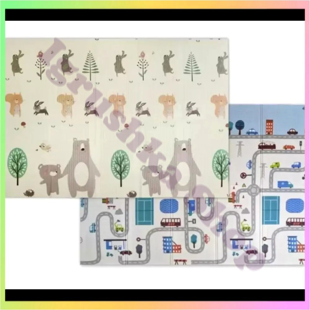 Дитячий двосторонній термокилимок 150х180 см розвиваючий м'який коврик термоізоляційний для ігор та навчання малюка, фото 1