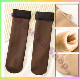 Теплі жіночі термошкарпетки носки зимові для зігрівання стоп бавовняні поліестерові чорні коричневі розмір 38 43