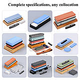 Професійний набір для заточування ножів з бамбуковою підставкою та направляючої для кута заточування каміння для правки ножів, фото 3