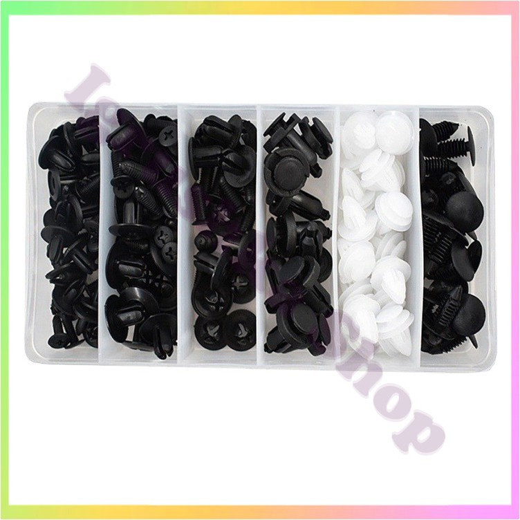 Набір автомобільних кріплень 100 шт універсальні пістони кліпси фіксатори для обшивки бампера підкрилок та панелей, фото 1