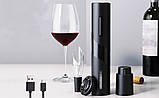 Електричний штопор для вина автоматичний 4 в 1 із ножем для фольги аератором пробкою та зарядкою USB, фото 2