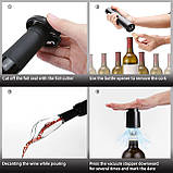 Електричний штопор для вина автоматичний 4 в 1 із ножем для фольги аератором пробкою та зарядкою USB, фото 4