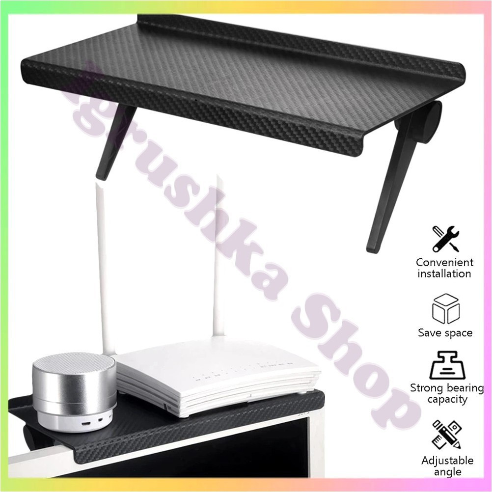 Полиця для телевізора та монітора регульована підставка для аксесуарів Screen Top Shelf S 18 на 11 3 на 2 4 см чорна, фото 1