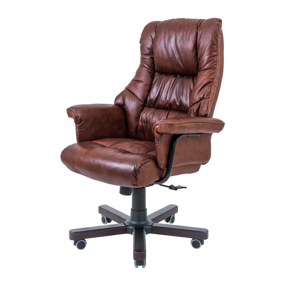 Офісне крісло шкіряне Конгрес-Вуд Richman коричневе на колесиках, фото 1