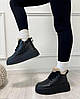 Черевики зимові жіночі шкіряні на платформі чорні, фото 3