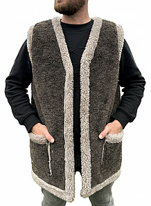 Хутряний жилет із натуральної овечої вовни подовжений Унісекс (48–62 р.) - теплий, зручний, на ґудзиках, для чоловіків і жінок