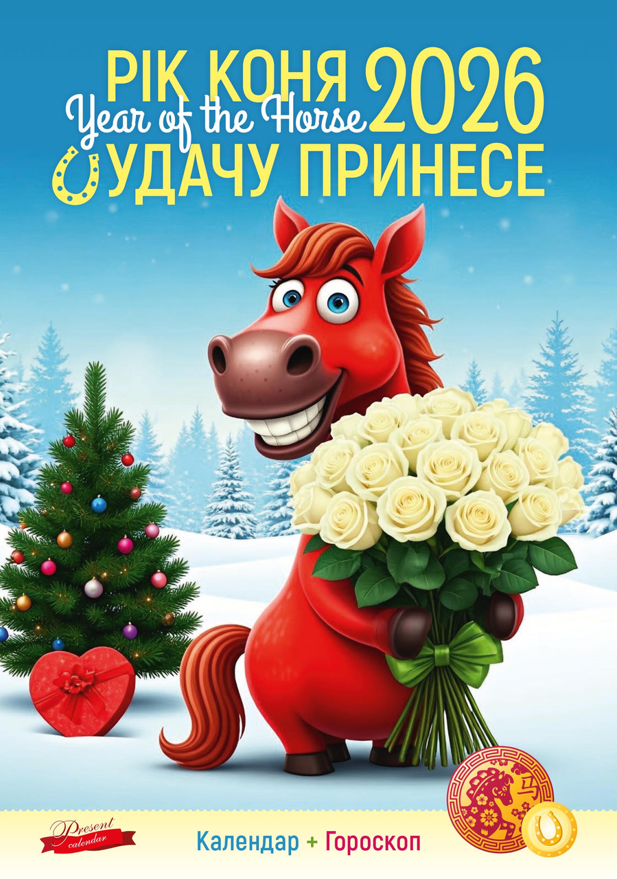 Календар Подарунок 2026 Рік коня. Удачу принесе, фото 1