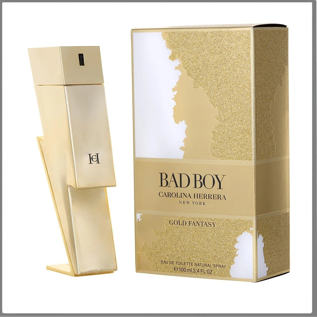 Carolina Herrera Bad Boy Gold Fantasy туалетна вода 100 ml. (Кароліна Єррера Бед Бой Голд Фентезі), фото 1