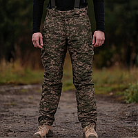 Зимові тактичні штани військові утеплені на підтяжках хижак, армійські штани якісні бойові Rip-Stop