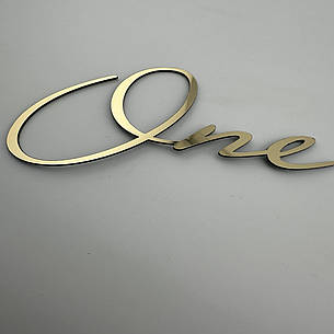 Дзеркальний бічний топер на торт One, золотий торцевий топер на бік торта пластиковий, фото 2