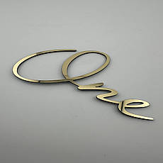 Дзеркальний бічний топер на торт One, золотий торцевий топер на бік торта пластиковий, фото 4