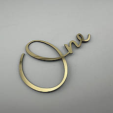 Дзеркальний бічний топер на торт One, золотий торцевий топер на бік торта пластиковий, фото 3