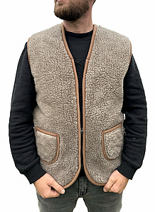 Жилетка з овечої вовни на блискавці Унісекс (46–62 р.) - тепла безрукавка з натуральної вовни для дому, роботи та прогулянок