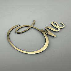 Дзеркальний бічний топер на торт One, золотий торцевий топер на бік торта пластиковий, фото 4