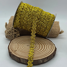 Оксамитова стрічка в'юнок 1см з люрексом золотий