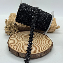 Оксамитова стрічка в'юнок 1см з люрексом чорний