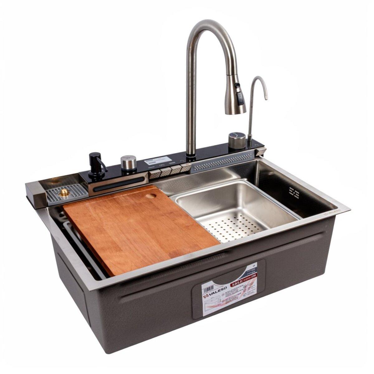 Кухонна мийка Valeso Handmade «Водоспад» Decor 68х45M з аксесуарами 6845, фото 1