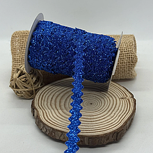 Оксамитова стрічка в'юнок 1см з люрексом електрик