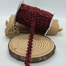 Оксамитова стрічка в'юнок 1см з люрексом бордовий